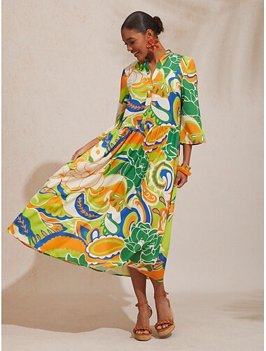  vestido maxi boho paisley em cetim sedoso