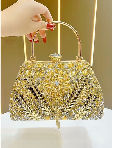  Dames clutch met pailletten en kralen, luxe polyester handtas met ketting schouderband, elegant ontwerp in meerdere kleuren, perfect voor bruiloften, formele diners en avondfeesten.