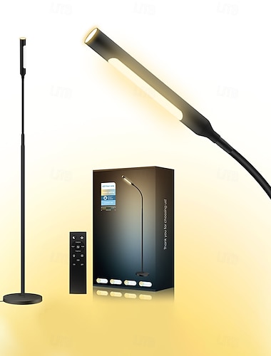  Lampada da terra a LED per la lettura del divano, lampada da terra che non appesantisce gli occhi con dimmerazione continua, luce bianca calda, telecomando, moderna lampada da terra da comodino per