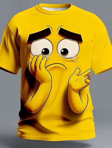  Herr 3D Print 3D Roliga emotikoner T-shirt Kortärmad T-shirt 3D-tryck Rund hals Skjorta drivna Designer Dagligen Nattklubb Fest Gul Purpur Sommar Vår Alla årstider Kläder S M L XL XXL XXXL
