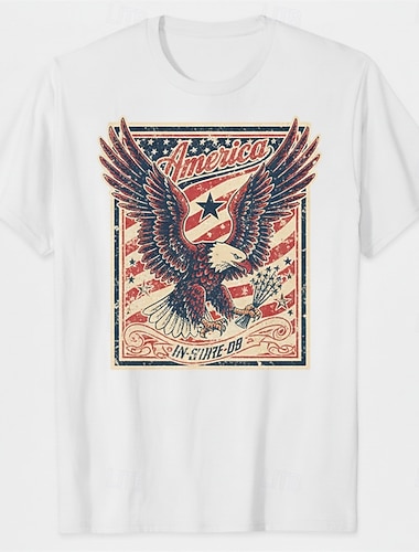  Patriotyczny Koszulkowy Koszulka z grafiką USA Retro / vintage Patriotyczny Koszulka Graficzny 1776-2026 na Dla obu płci Dla dorosłych Druk 3D  Do Dzień Niepodległości 4 lipca