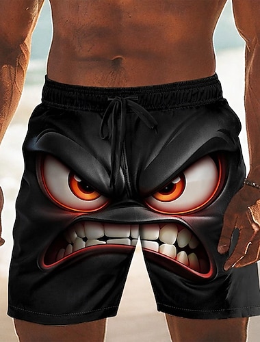  Herre 3D Print 3D-tegneseriefigur Sint ansikt Badeshorts Surfeshorts Medium Midje Hawaiisk Morsom Strandferie Sidelommer Mesh fôr Elastisk snøring i midjen Designer Klær