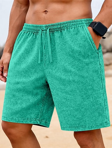  Homme Shorts Shorts d'été Short décontracté Short délavé à l'acide Avec Poches Taille Élastique Lavé Confort Respirant Au dessus des genoux Occasionnel Extérieur Plage Vacances Mode Noir Vert