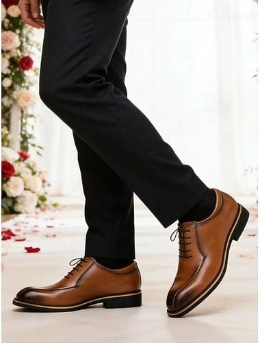  klassieke bruine imitatieleren heren veterschoenen – stijlvolle formele schoenen voor zakelijke en speciale gelegenheden