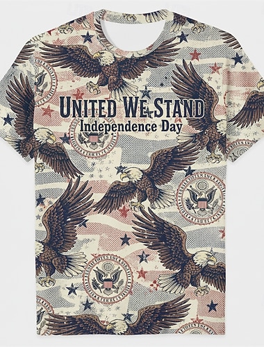  Patriotisk T-skjorte Grafisk T-skjorte USA Retro / vintage Patriotisk T-skjorte 1776–2026 til Unisex Voksne 3D-utskrift for Uavhengighetsdag 4. juli Fest