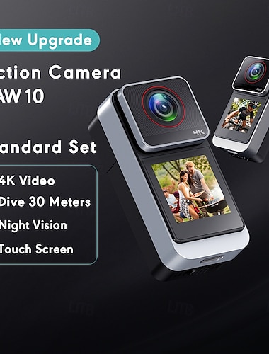  4k actionkamera (wifi-aktivert), sportsvideokamera, sykkeldashbordkamera, brystmontert, hodemontert og dykkerkamera