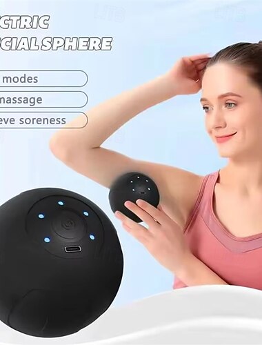  Bola de massagem elétrica em formato de amendoim com vibração para alívio muscular, ioga &Massageador portátil de tecidos profundos para pescoço, costas e pés, ideal para exercícios físicos.