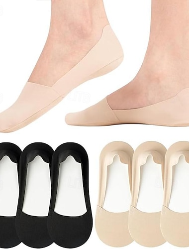  6 Paar dünne, unsichtbare Damensocken aus Nylon, rutschfest, niedrig geschnitten, mit unsichtbarem Futter, dünne Seidensocken für flache Schuhe und Loafer, leicht