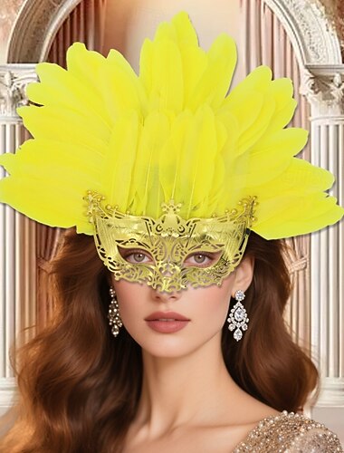  Accessoires de samba pour le carnaval de Rio 2026 : coiffe en plumes d'autruche jaunes pour femme, coiffe à paillettes et strass, costume de showgirl pour Mardi Gras, costume de spectacle pour