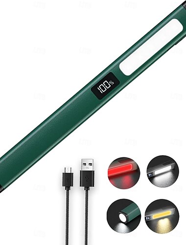  مصباح يدوي قابل لإعادة الشحن على شكل قلم مزود بإضاءة عمل COB، مصباح جيب LED محمول، مصابيح ساطعة للمنزل والسيارة وحالات الطوارئ، مع شحن من النوع C، 6 أوضاع إضاءة، شاشة LCD