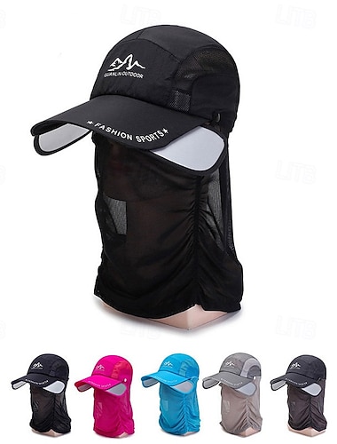  Solhatt med uttrekkbar brem for utendørs fiske, ridning, klatring, avtakbar nakkebeskyttelse, UV-beskyttelseslue, pustende solbeskyttende baseballhatt for menn og kvinner