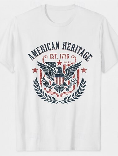  Patriotisk T-skjorte Grafisk T-skjorte USA Retro / vintage Patriotisk T-skjorte 1776–2026 til Unisex Voksne 3D-utskrift for Uavhengighetsdag 4. juli