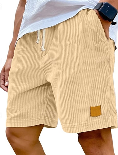  Herren Sommershorts Freizeitshorts Cordshorts Tasche Kordelzug Elastischer Bund Einfach Komfort Atmungsaktiv Kurz Outdoor Urlaub Sport Lässig Schwarz Weiß