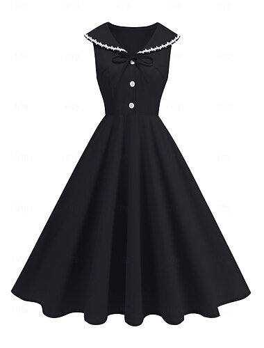  Jaren '50 Retro vintage Middag Swing Jurk Flare Jurk Mouwloos Effen Kleur Wijd uitlopend Schommel Kostuum Dames Carnaval Valentijnsdag Maskerade Vakantie Dagelijks gebruik Vrijgezellenfeest
