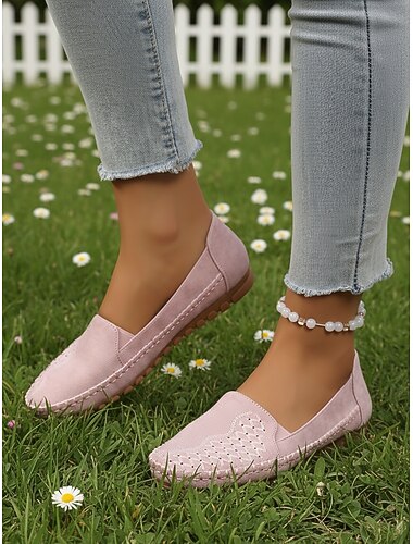  Roze instappers voor dames – zachte, lichtgewicht en comfortabele platte schoenen met een gedempte zool, minimalistische stijl voor elke dag, werk, reizen, wandelen en dagelijks gebruik.