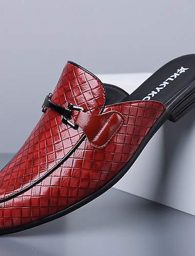  Røde herreloafers i kunstskinn, krokodilletekstur, slip-on-design, elegante bryllupssko, formelle anledninger