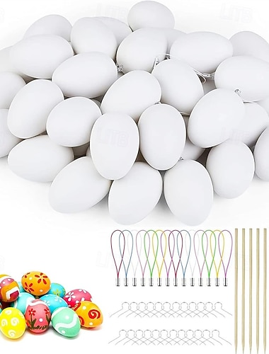  160-osainen pääsiäismunasetti, valkoiset muoviset pääsiäiskoristeet, tee-se-itse-pääsiäisaskartelut, pääsiäiskoristeet, maalatut munasetit, pääsiäisteema