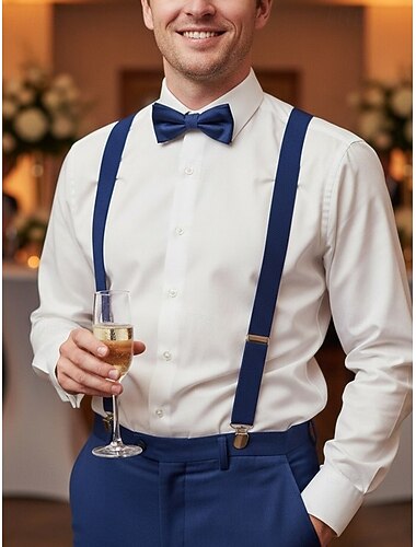  Elastische Hosenträger aus Polyester für Herren – in verschiedenen Farben erhältlich, aus dehnbarem Material, stilvoll und bequem für Hochzeiten, Abendessen und formelle Anlässe