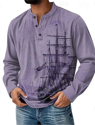  Homens Camisa Henley Manga Longa Vintage Moda Diário Casual Feriado Para Noite Primavera Primavera & Outono Todas as Estações Azul Preto Claro Verde Escuro Azul Amarelo Rosa claro Henley Camiseta