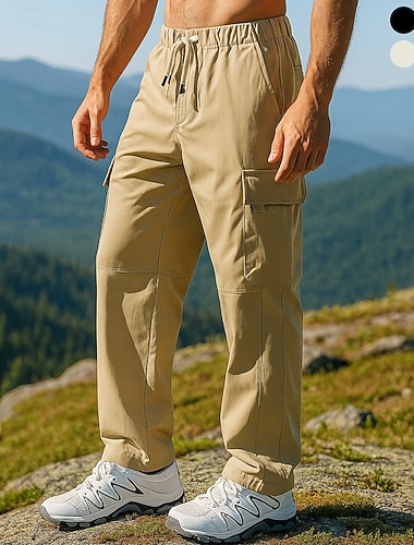 Męskie Spodnie cargo Spodnie turystyczne Wiosna Jesień Na wolnym powietrzu Regularny Wodoodporny Odporność na wiatr Doły Ściągana na sznurek Kieszeń Czarny Khaki Kemping i turystyka Bieganie S M L XL