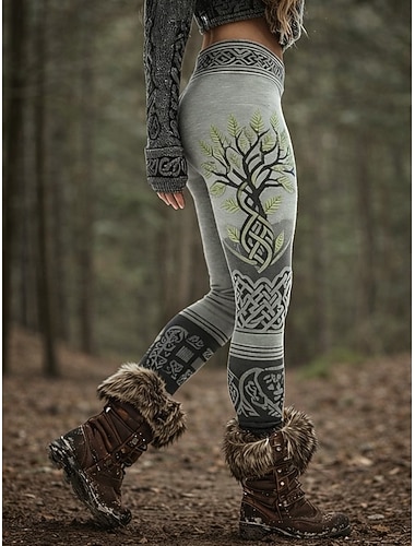  Dame Leggings Ferie Årgang Etnisk stil Full lengde Høy Midje Grafisk Abstrakt 3D-utskrift Hurtigtørkende Pusteevne Myk Elastisk Daglig Hjem utendørs Lysegrå Mørkerød Svart Blå Sommer Vår Høst Slank