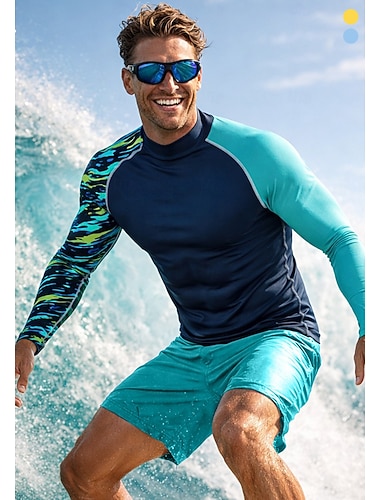  Miesten Ihottumissuoja Uimapaita Abstrakti UPF50+ UV suoja Nopea kuivuminen Pitkähihainen Uima-asut Rash guard -suojapaita Lainelautailu Melonta Hiekkaranta Kesä