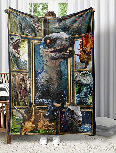  Día de la Independencia Manta Mantas de vellón Manta para sofá Dinosaurio Regalo Clásico 3D Sofá Cama Manta decorativa Manta cálida Decoración del hogar