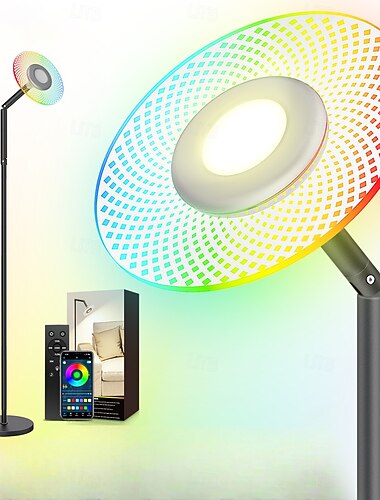  1 LED-RGB-Stehlampe, Bluetooth-App &Fernbedienung, farbwechselnde Stehlampe für Wohnzimmer, Schlafzimmer, Büro, Spielzimmer, Eckbeleuchtung, Stimmungsbeleuchtung für die Wohndekoration