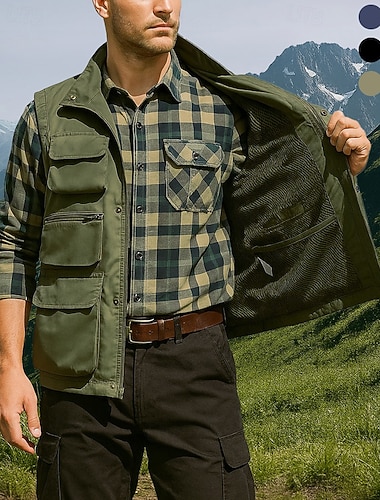  Męskie Kamizelka turystyczna Płaszcz zimowy Kamizelka polarowa Zima Jesień Na wolnym powietrzu Keep Warm Yelek Łowiectwo Wędkarstwo Wspinaczka Czarny Zieleń wojskowa Khaki Ciemnoniebieski