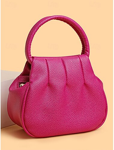  حقيبة يد نسائية من الجلد الصناعي - ألوان متعددة، مقبض دائري أنيق، متينة وواسعة - مثالية للإطلالات اليومية الكاجوال والسهرات.