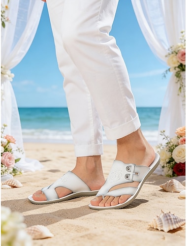  hvite sportsandaler for menn – stilig borrelåslukking, ideell for utendørsaktiviteter, strandturer og bryllup