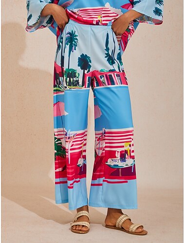  Santorini sommerbukser i silkeaktig sateng med vide ben