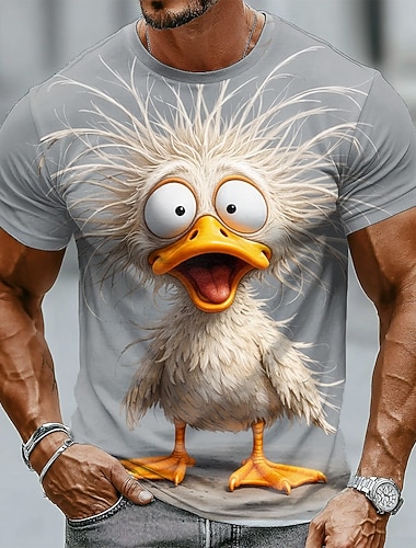  Herren Tiermotiv Lustig T Shirt Kurzarm T-Shirt 3D-Druck Rundhalsausschnitt Hemd Übertrieben Designer Party Ferien Blau Grau Sommer Frühling Bekleidung S M L XL XXL XXXL