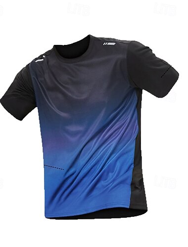  Per uomo Sfumatura T-shirt da corsa Maglia a compressione Maglia da corsa Estate Manica Corta Asciugatura Rapida Compressione Traspirante Allenamento in Palestra Allenamento attivo Esercizio Blu
