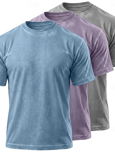  SoftFade™ Herren Baumwoll T-Shirt Ausgewaschenes Shirt T-Shirt Oberteil Kurzarm Rundhals Sommer Frühling Vintage Lässig Ausbleichung Vintage Stil Garment Dyed Ausbleichung Lässig Alltag Straße Blau