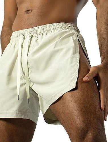  Herren Aktiv Shorts Freizeitshorts Reißverschluss Elastischer Bund Einfach Schnelltrocknend Sport Über dem Knie Lässig Spaziergang Fitnessstudio Sport Streetwear Schwarz Gelb Mikroelastisch