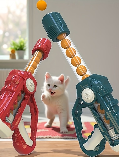 Interaktivní sada hraček pro kočky s odpalovacím mechanismem, včetně odpalovače hraček a 10 pýchavek. Tato vnitřní hračka pro kočky je určena pro aktivní hraní a podporuje lásku a důvěru mezi majiteli