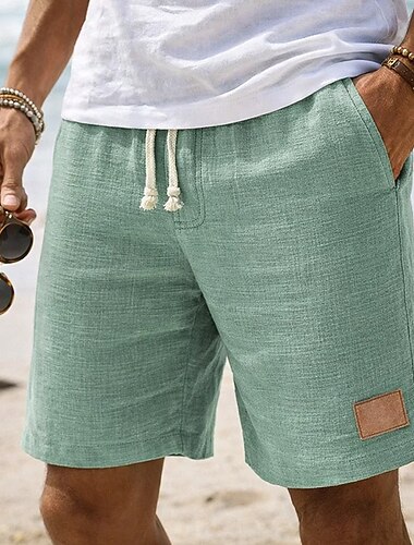  Homme Shorts Shorts d'été Shorts de plage Cordon de serrage Avec Poches Taille Élastique Uni Couleur Pleine Confort Respirant Longueur Genou Plage Vacances Fête Hawaïen Occasionnel Vert Claire Rose