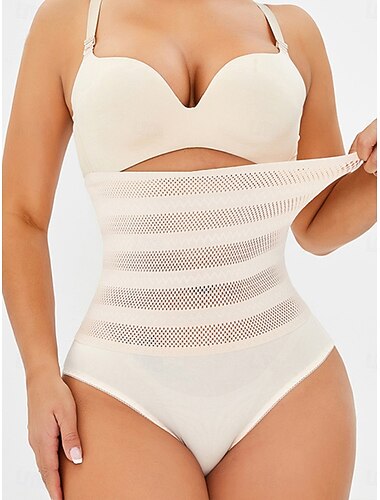  Damen Formende Unterwäsche Aktiv Süß Einfarbig Patchwork Tanga Urlaub Straße Ausgehen Schwarz Beige Sommer Frühling Schmale Passform