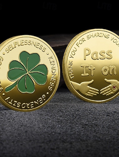  Glücksmünze mit vierblättrigem Kleeblatt – ein ideales Geschenk zum St. Patrick's Day – ein Taschenamulett für Schutz und Glück. Sammlermünze mit Acrylbox.