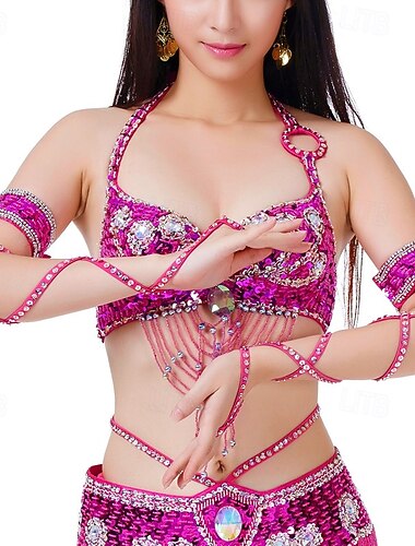  Samba Accessoires Rode Pailletten Beaded Buikdans Arm Accessoires Prestatie Kostuum