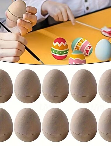  10 ovos de Páscoa de papel, 7,6 cm (3 polegadas), ovos de papel machê para artesanato, ovos de Páscoa para caça aos ovos, lembrancinhas de festa, para colocar dentro da cesta de Páscoa.