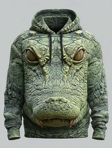 3D-Pullover-Hoodie mit realistischem Alligatorkopf-Print für Herren, Sweatshirt mit Tierhaut-Textur, Kapuzenjacke, Bekleidung, Größen S, M, L, XL, XXL, XXXL