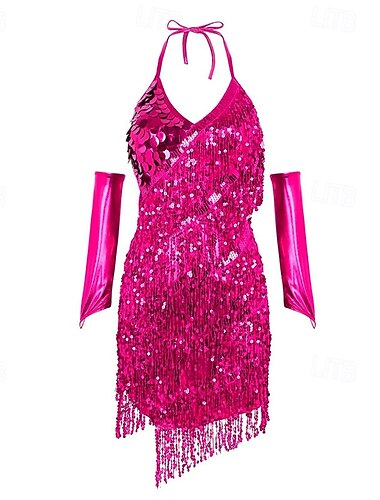  Samba Dancewear Latin Dans Feest Pailletten Kwast Prestatie Jurk Prestatie Kostuum