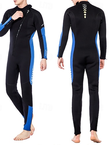  Per uomo Muta in neoprene da 3 mm Tuta termica integrale Color-blocking Termico Addensato Protezione UV Manica Lunga Costume da Bagno Costume da bagno Surf Immersione Snorkeling Primavera
