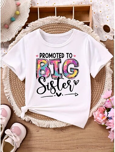  Dívčí 3D Grafika Písmeno Tričko Košilky Krátký rukáv 3D tisk Léto Jaro Sportovní Módní Šik ven Děti 4-12 let Tričkový Ležérní Denní Venkovní Běžný