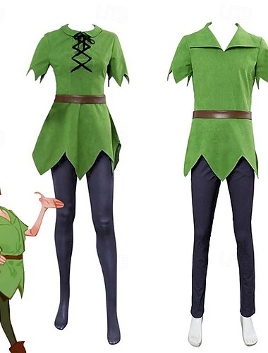  Peter Pan Cosplay kostyme Temafestkostyme Cosplay for Herre Dame Gutt Barne Voksne Karneval Maskerade