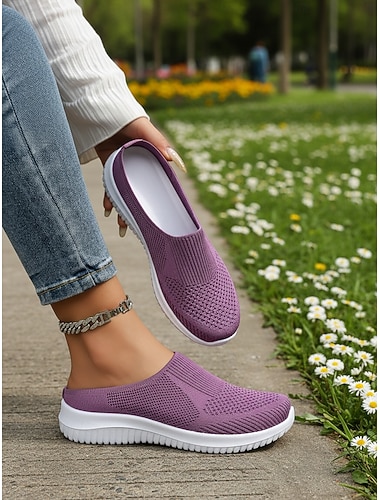 Chaussures de marche respirantes en maille pour femmes – mules légères en maille extensible, idéales pour les voyages, le quotidien, le shopping et les promenades en extérieur.