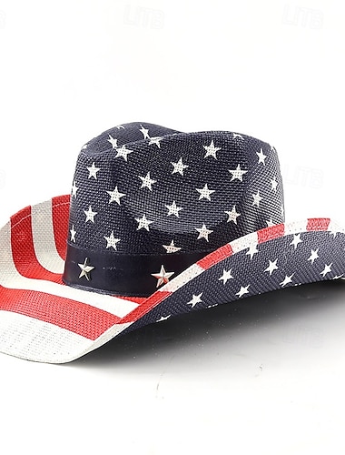  250e anniversaire des États-Unis Rétro Vintage Far West Chapeau de Cowboy Chapeau de cow-girl Déguisement Unisexe Mascarade 4 Juillet Soirée Jour de l'indépendance Adulte Chapeau Toutes saisons