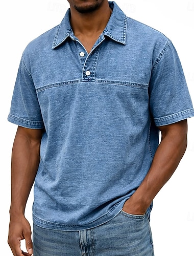  Herren Polo Lässig Urlaub Klassisch Kurzarm Mode Basic Einfarbig Einfach Vintage-Stil Gewaschen Frühling Winter Frühling & Herbst Normale Passform Hellgrün Rosa Purpur Khaki Dunkelblau Leicht Blau